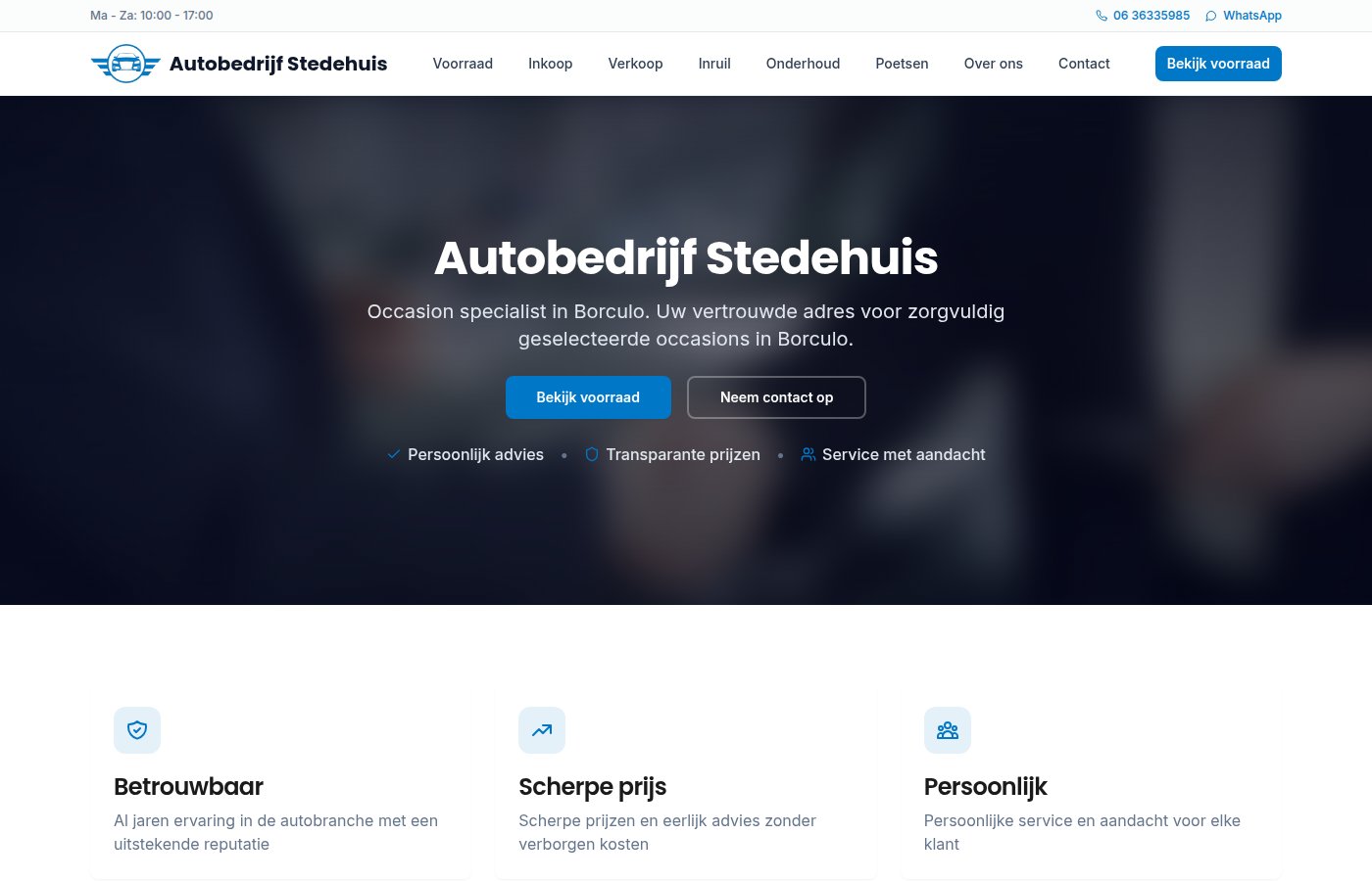 Website Autobedrijf Stedehuis - Autobedrijf